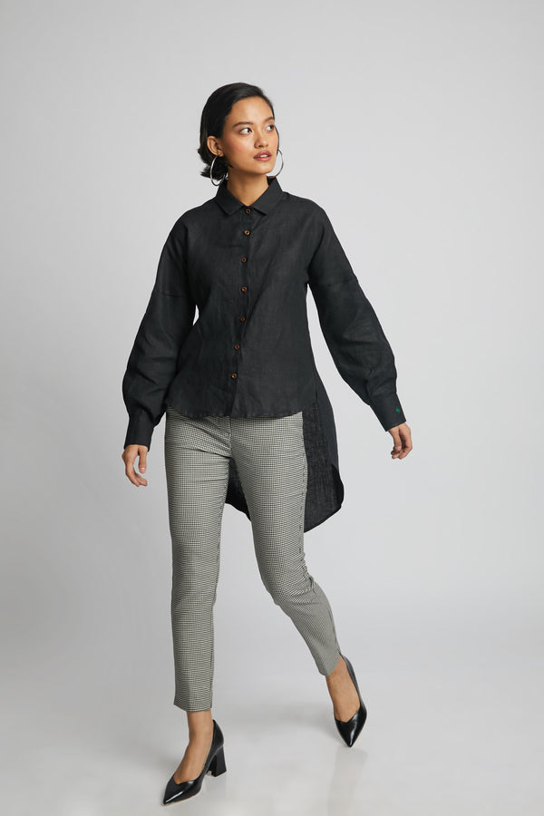 Morning Star Balloon Sleeve Shirt  - Black