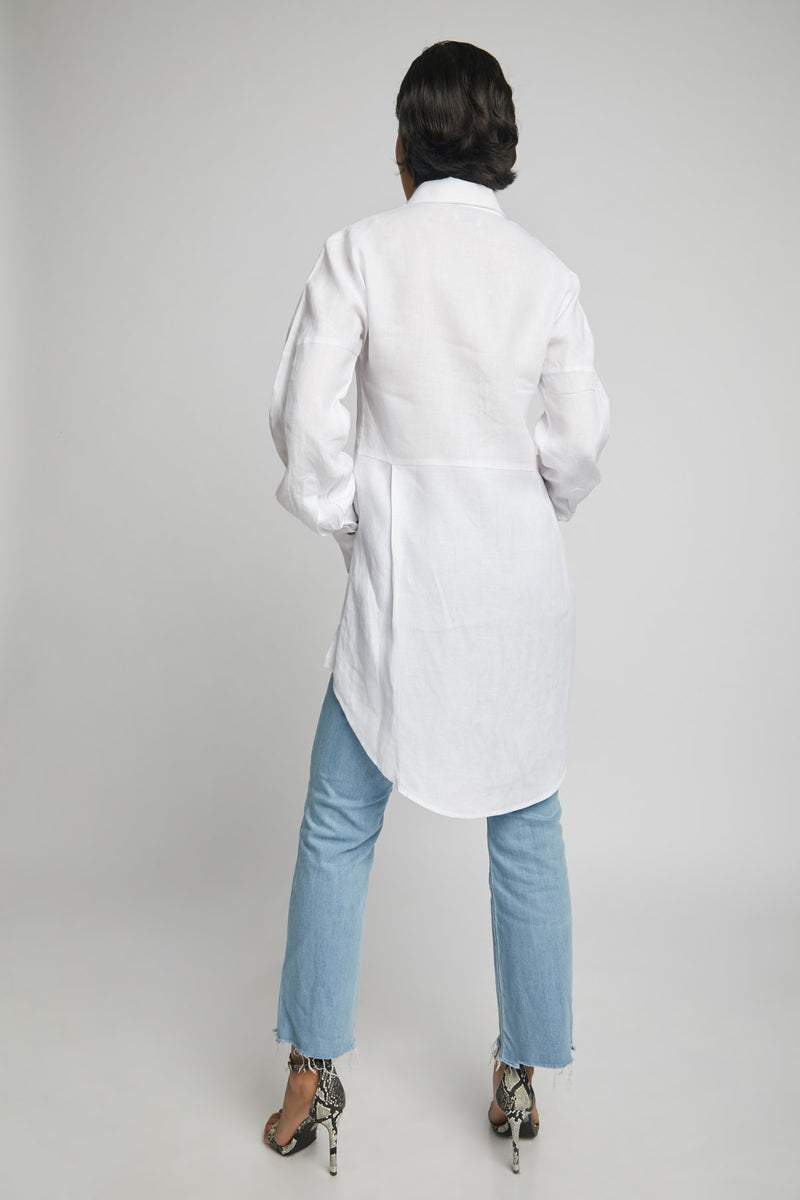 Morning Star Balloon Sleeve Shirt  - White