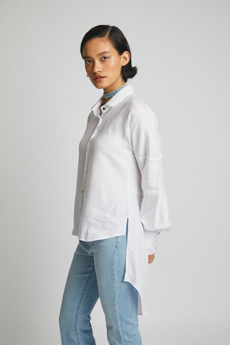 Morning Star Balloon Sleeve Shirt  - White