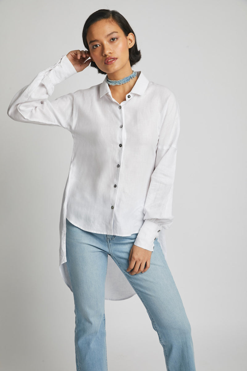 Morning Star Balloon Sleeve Shirt  - White