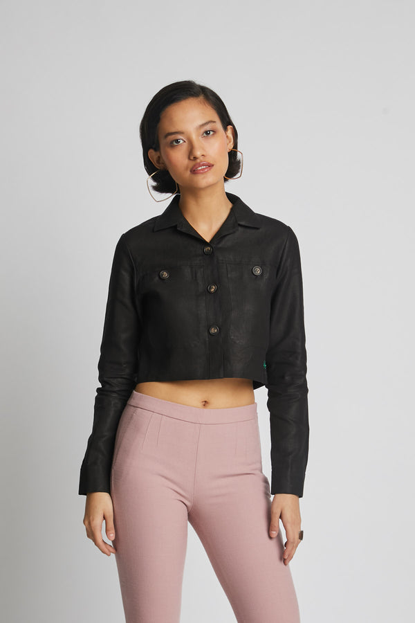 Nova Crop  Shirt  - Black