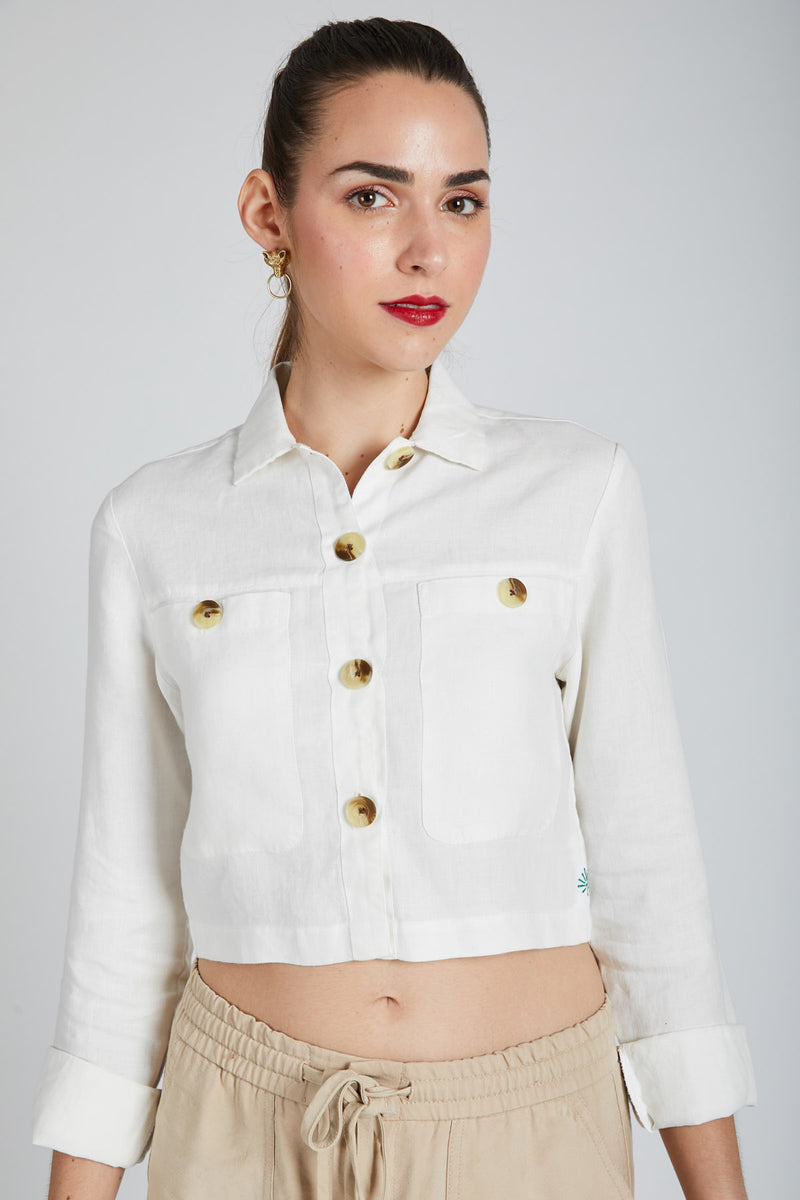 Nova Crop Shirt - White