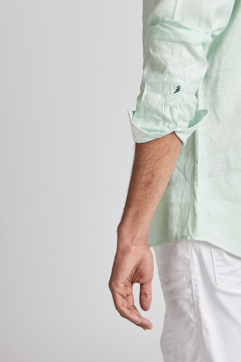 Orbit Contrast Collar Shirt - Mint Green