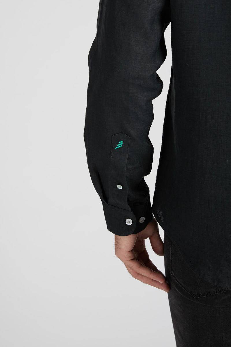 Origin Mandarin Collar Shirt - Black