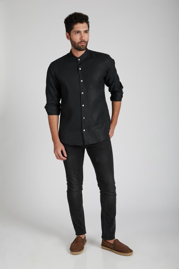 Origin Mandarin Collar Shirt - Black