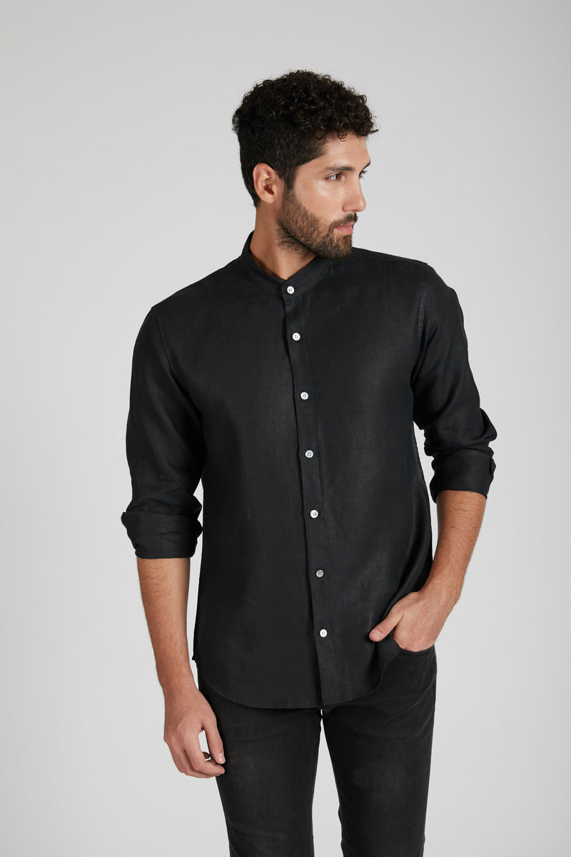 Origin Mandarin Collar Shirt - Black