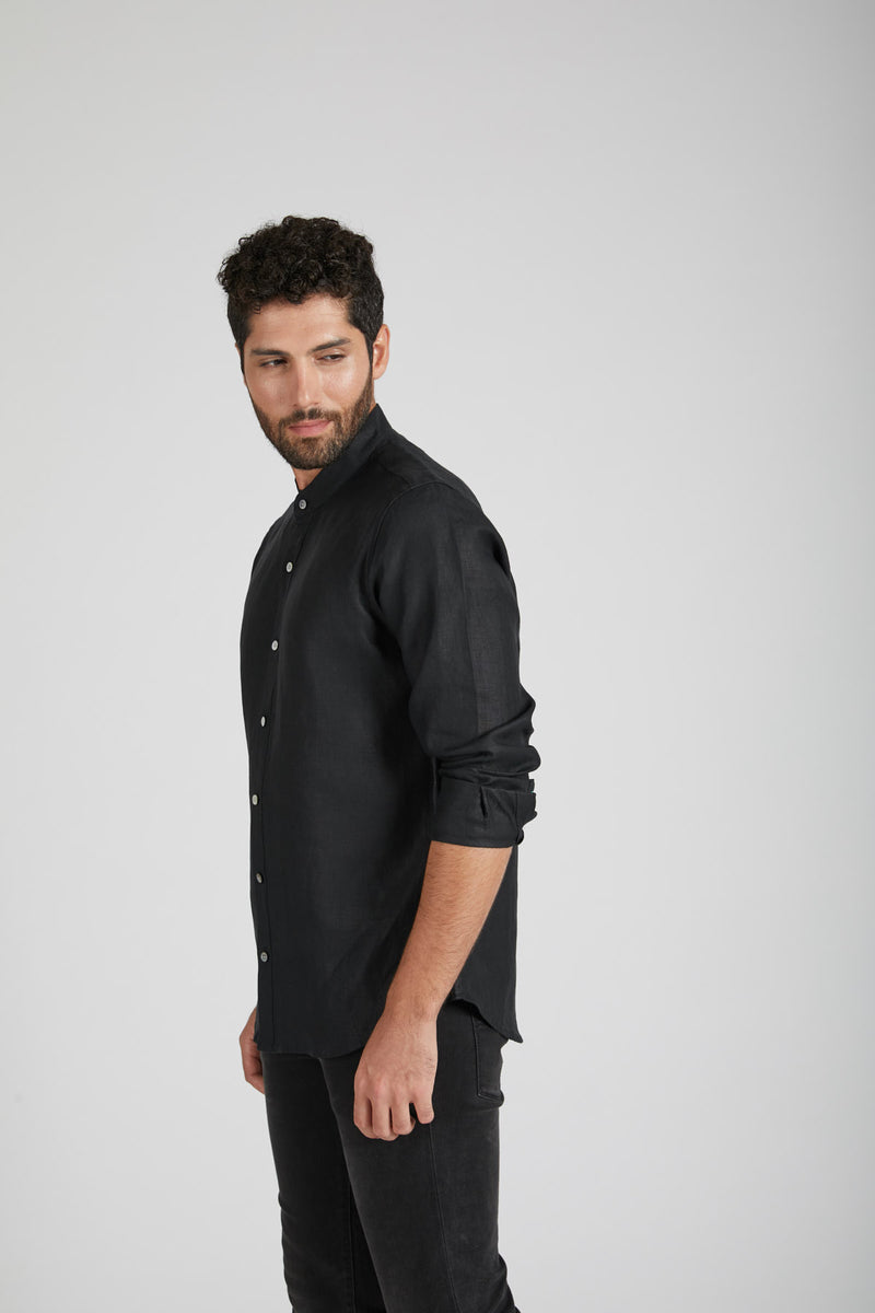 Origin Mandarin Collar Shirt - Black