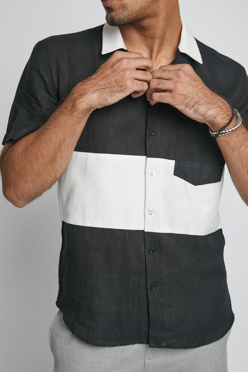 Radiate Colour Block Shirt  - Black