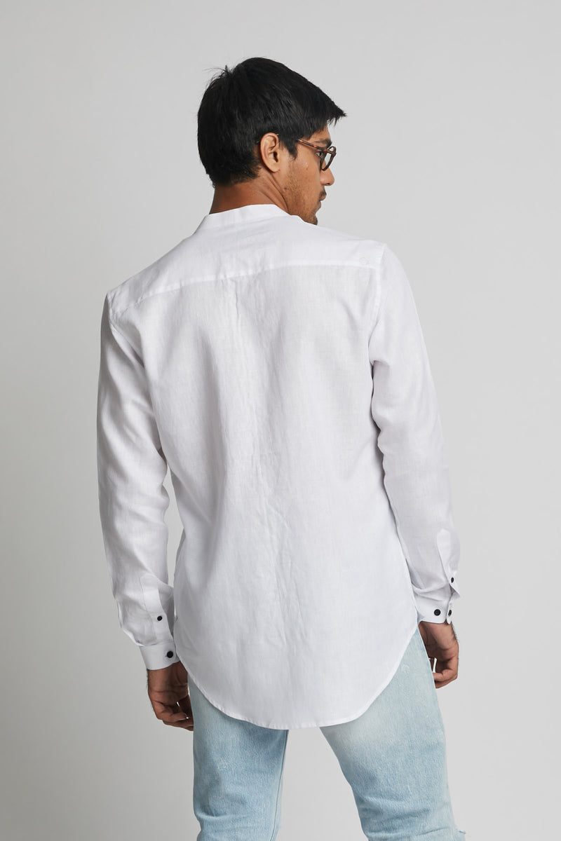 Reflect Round Collar Shirt  - White