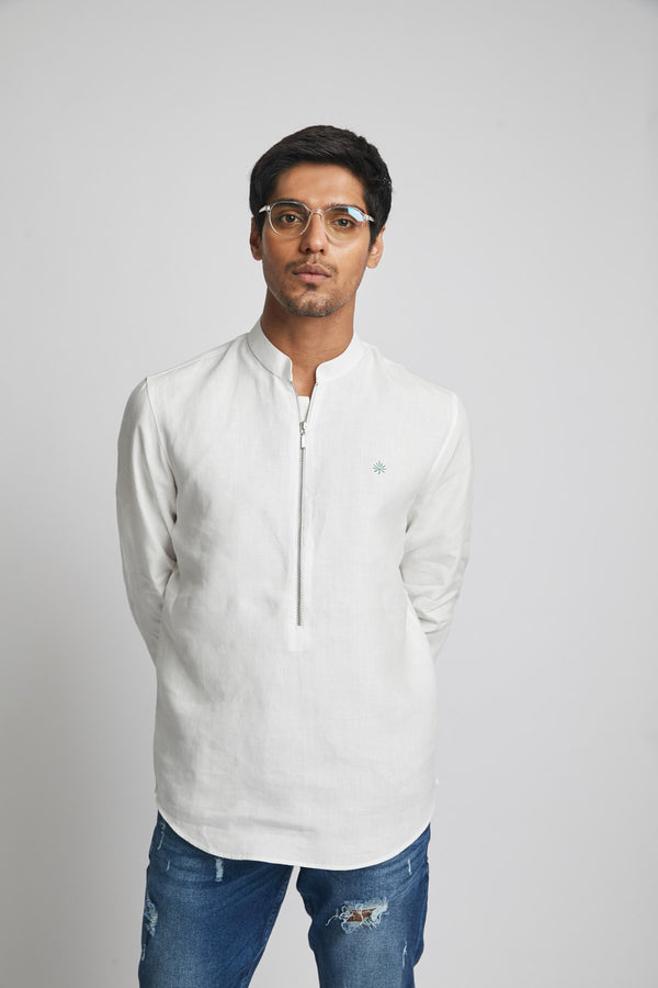 Zeal Zipper Shirt  - White