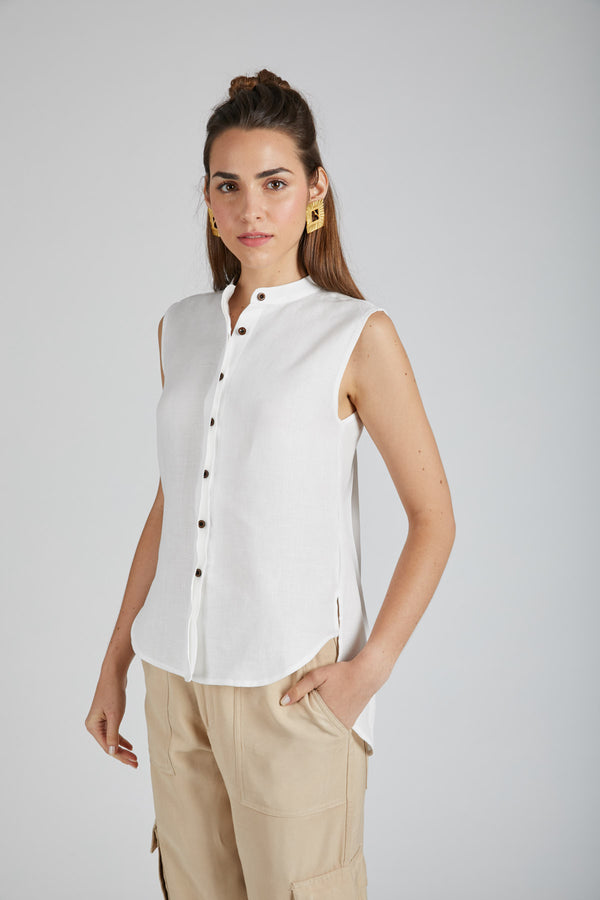 Zephyr Sleeveless Shirt - White